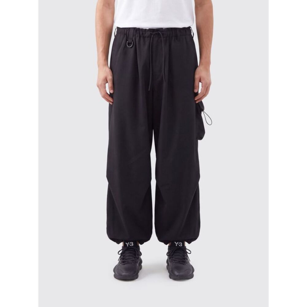 Y-3 Men Wide-Leg Technical Fabric Cargo Trousers Y-3 With Drawstring